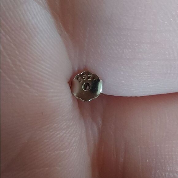 Platinum Plated 925 Silver May Birthstone CZ Stud Earrings - Picture 6 of 6